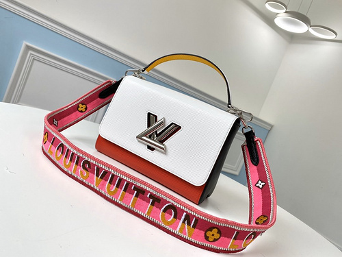 LV bag M55678 White Pindy Crimson Twist Handbag-45950d87